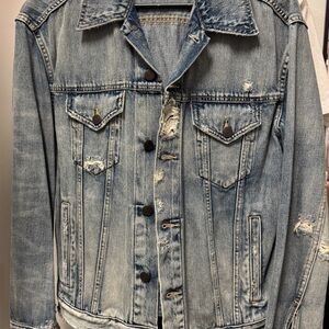 Able Womans Light Blue Distressed Denim Jacket